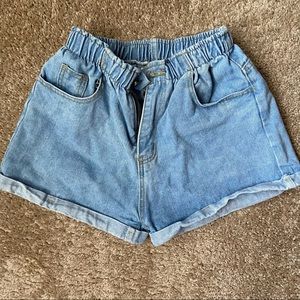 Denim Paperbag Waist Shorts